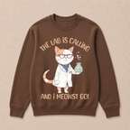 Girls Lab Calling Science Funny Lab Cat Laboratory Chemistry Science Crewneck Sweatshirt