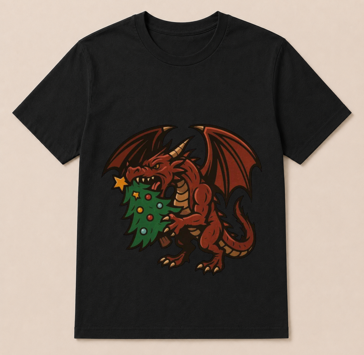 Christmas dragon with tree t-shirt
