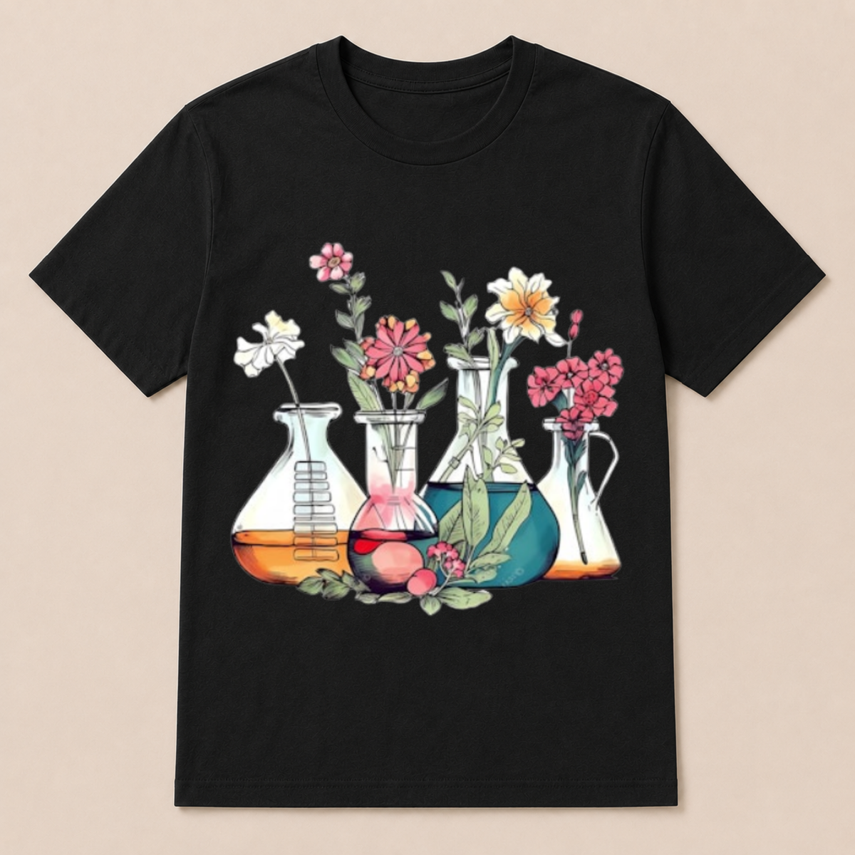 Laboratory Floral Beakers Chemistry Lab Scientist Best Gift For Science Lover Science T Shirt
