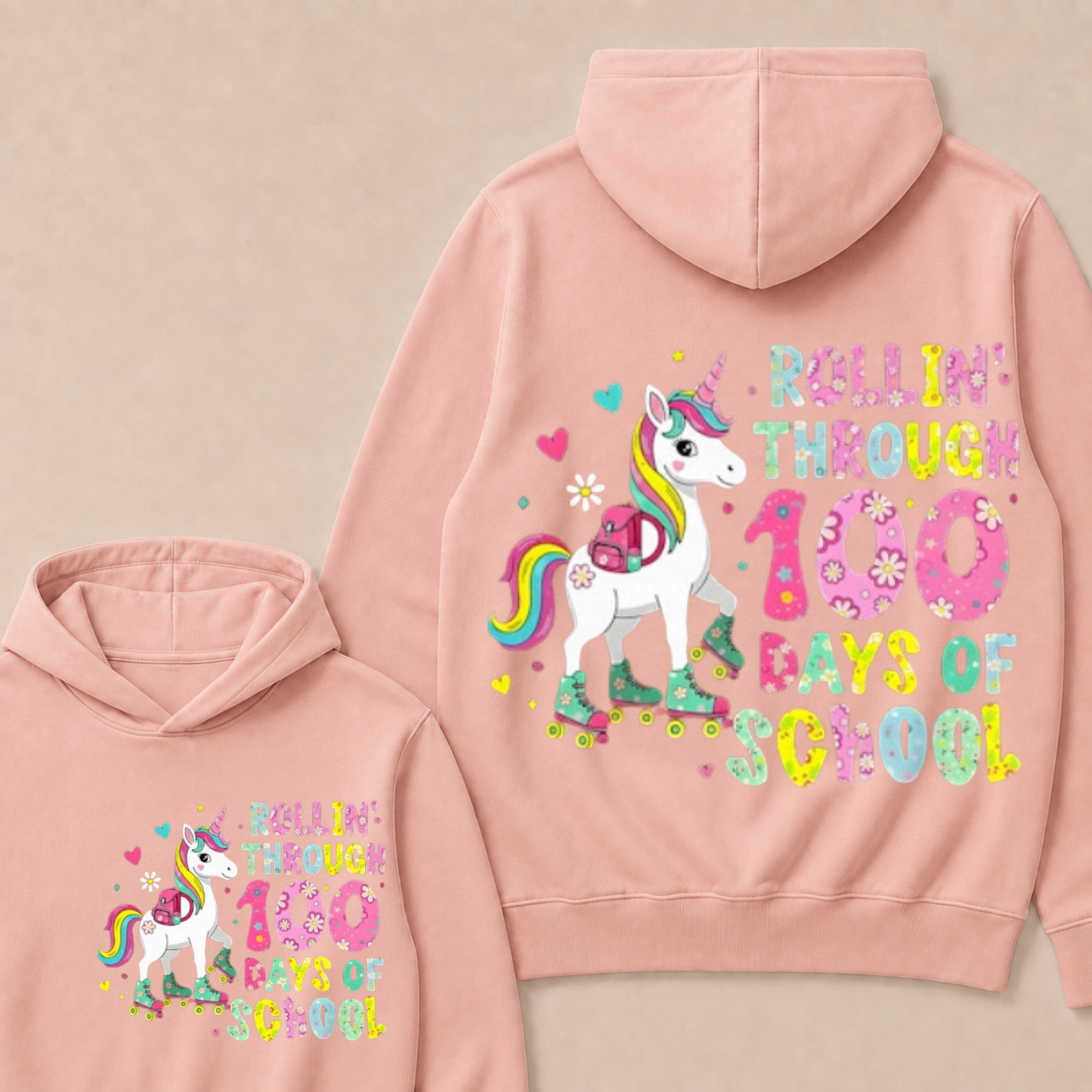 100 Days of School Unicorn 100th Day Smarter Girls Teacher Hoodie