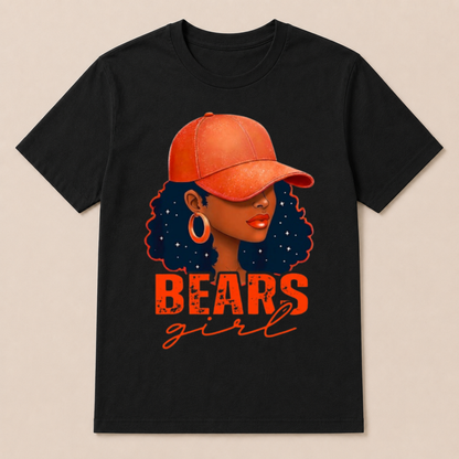 Vintage Bear Girl Black Women Sports Lover T Shirt