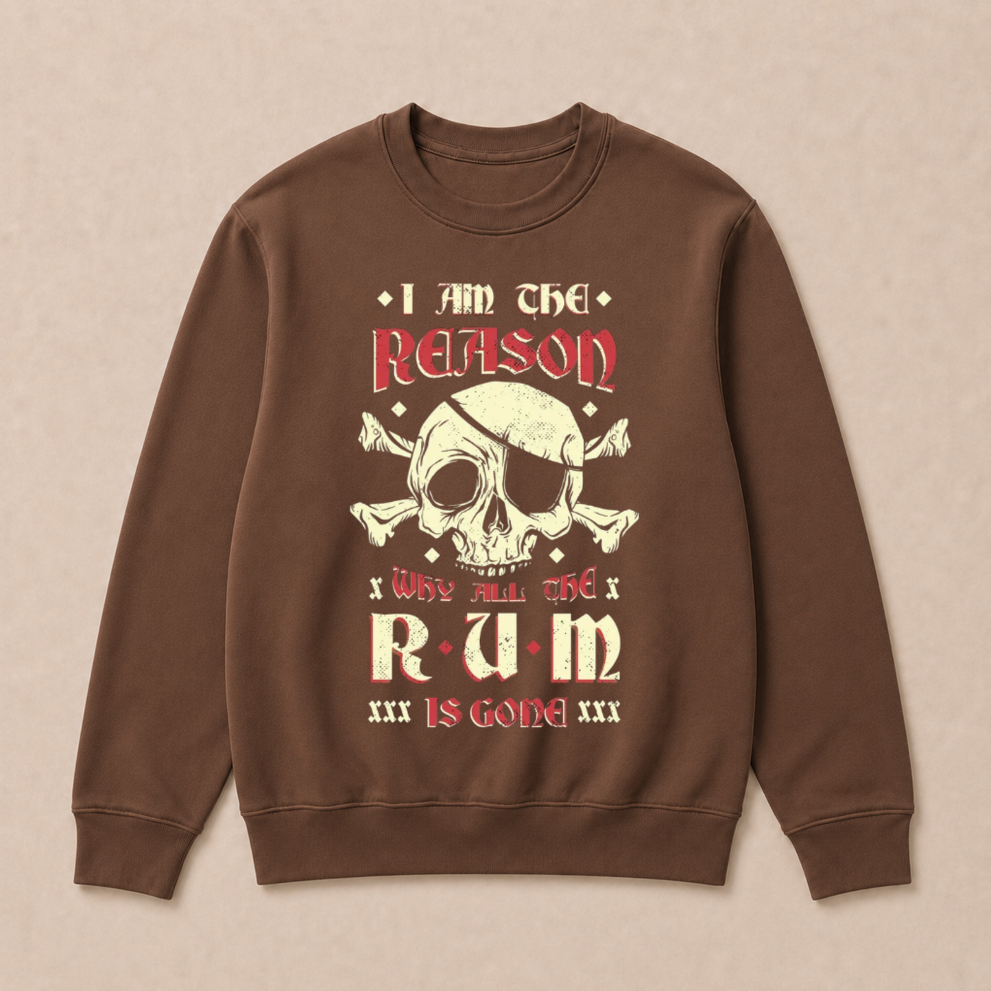 I Am the Reason Why All the Rum Is Gone Pirate Skull Funny Vintage Crewneck Sweatshirt