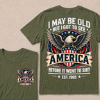 Custom Birth Year American Eagle Tee | Retro USA Banner Shield Patriotic Slogan Double Sided Print Graphic T-Shirt