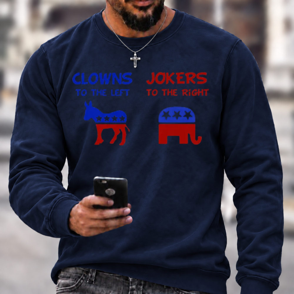 Clowns To The Left Jokers To The Right Crewneck Sweatshirt