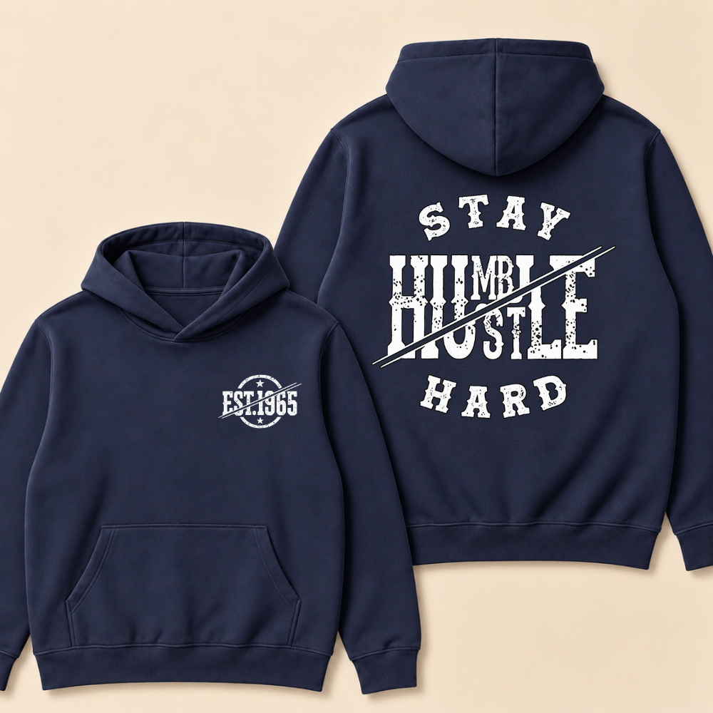 Hustle Hard Print Hoodie-Custom EST. Year