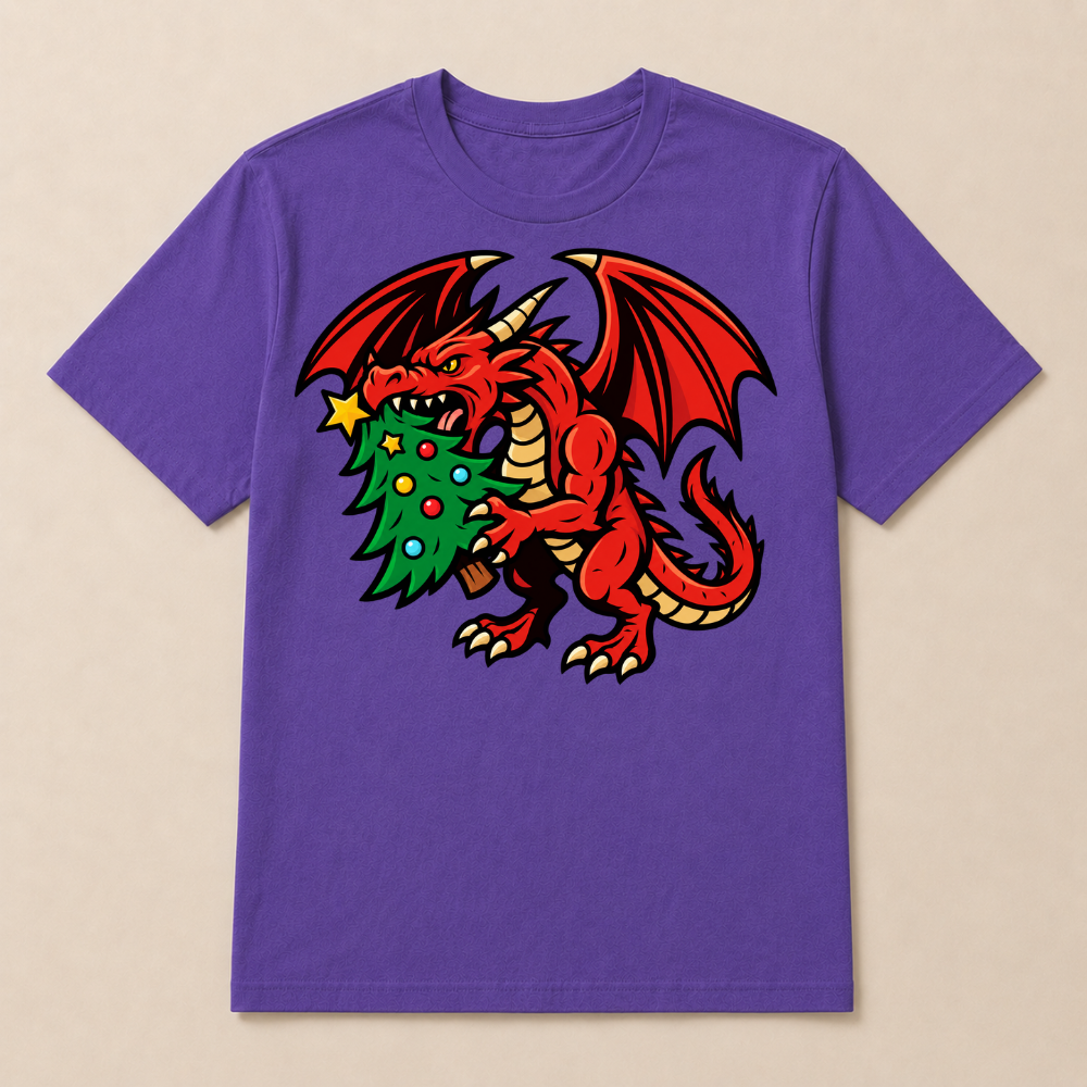 Christmas dragon with tree t-shirt