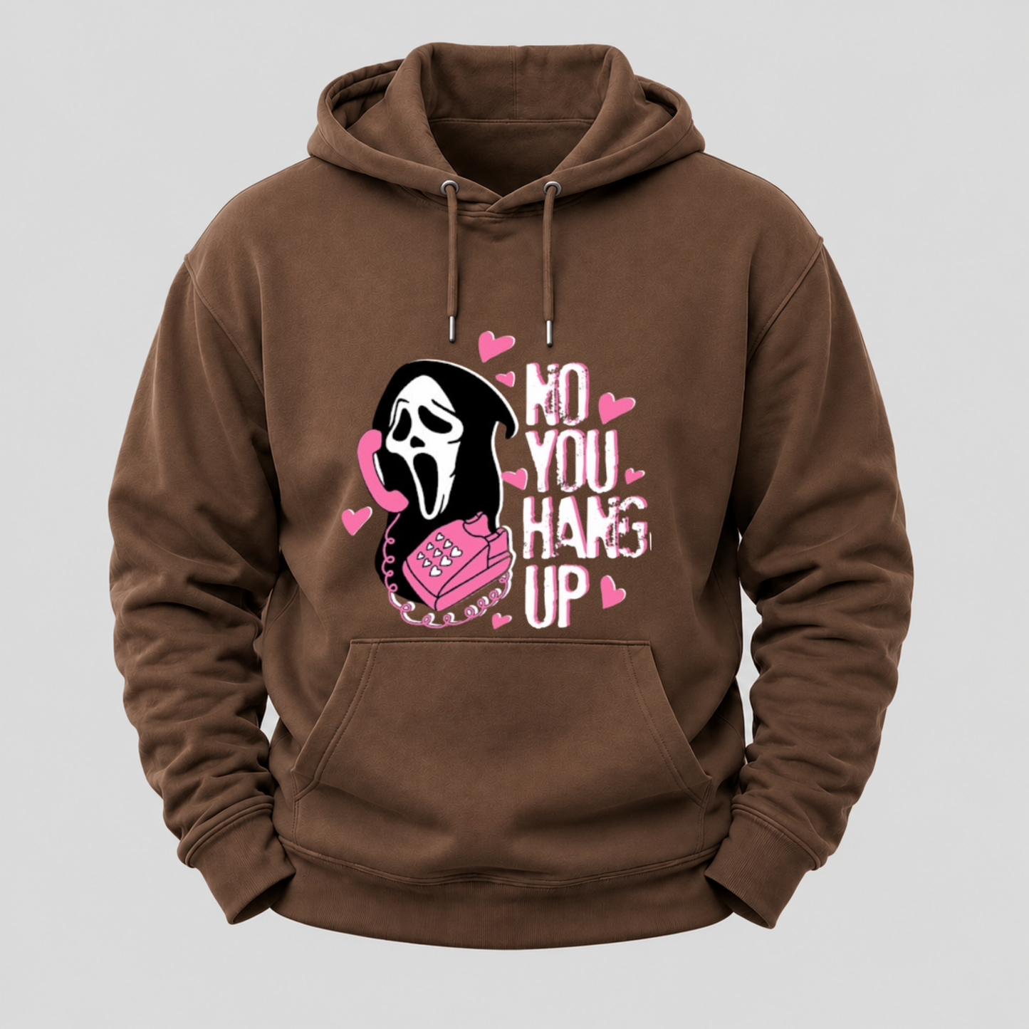 No You Hang Up Funny Ghost Calling Horror Halloween Pink Halloween Hoodie