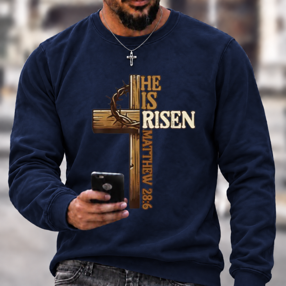 He Is Risen Cross Christian Graphic Sweatshirt
