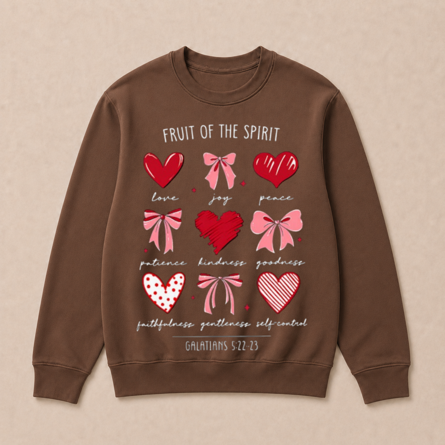 Fruit of The Spirit Christian Hearts Galatians 522 23 Crewneck Sweatshirt
