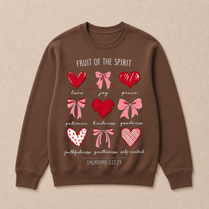 Fruit of The Spirit Christian Hearts Galatians 522 23 Crewneck Sweatshirt