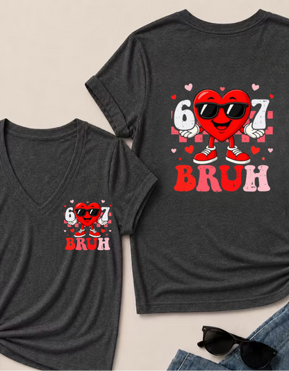 Six Seven 67 Bruh 6 7 Meme Funny Valentine Heart Boys Kids T Shirt
