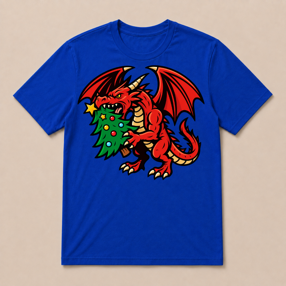 Christmas dragon with tree t-shirt