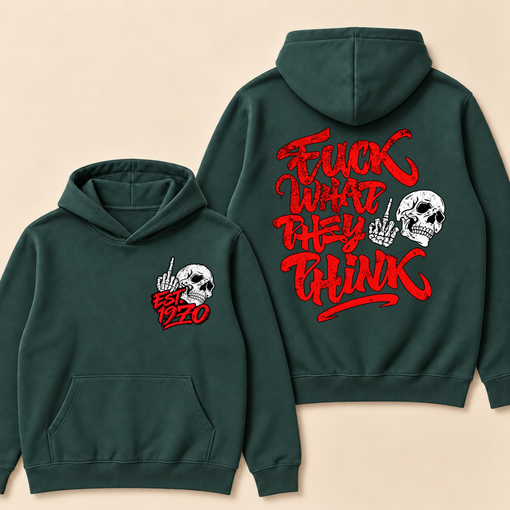 Custom EST. Year-Fuck What They Think Skull Print Hoodie