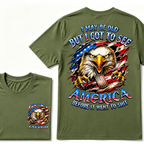 Customizable Birth Year Gen X Eagle Tee | Funny Patriotic Slogan T-Shirt Double Sided Print Torn American Flag Bald Eagle Dog Tag Top