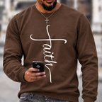 Men's Religious Belief Funny Graphic Print Casual Crew Neck Text Letters Cotton Sweatshirt