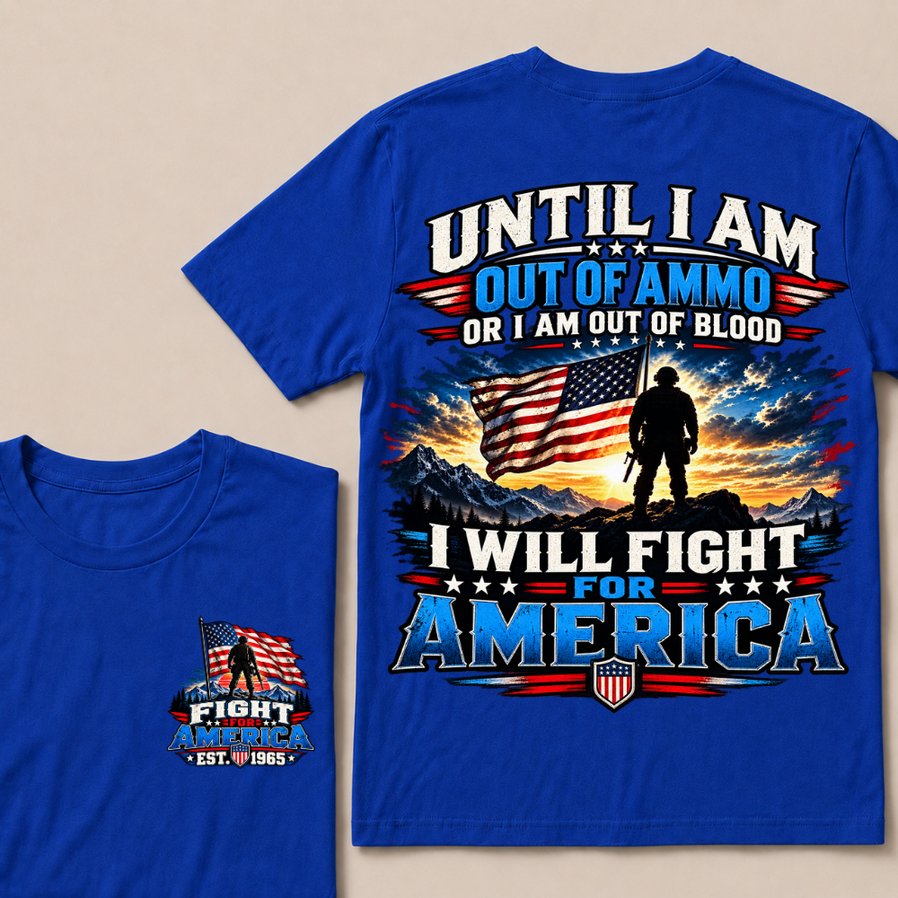 Custom Year Fight For America Patriotic Double Print Tee