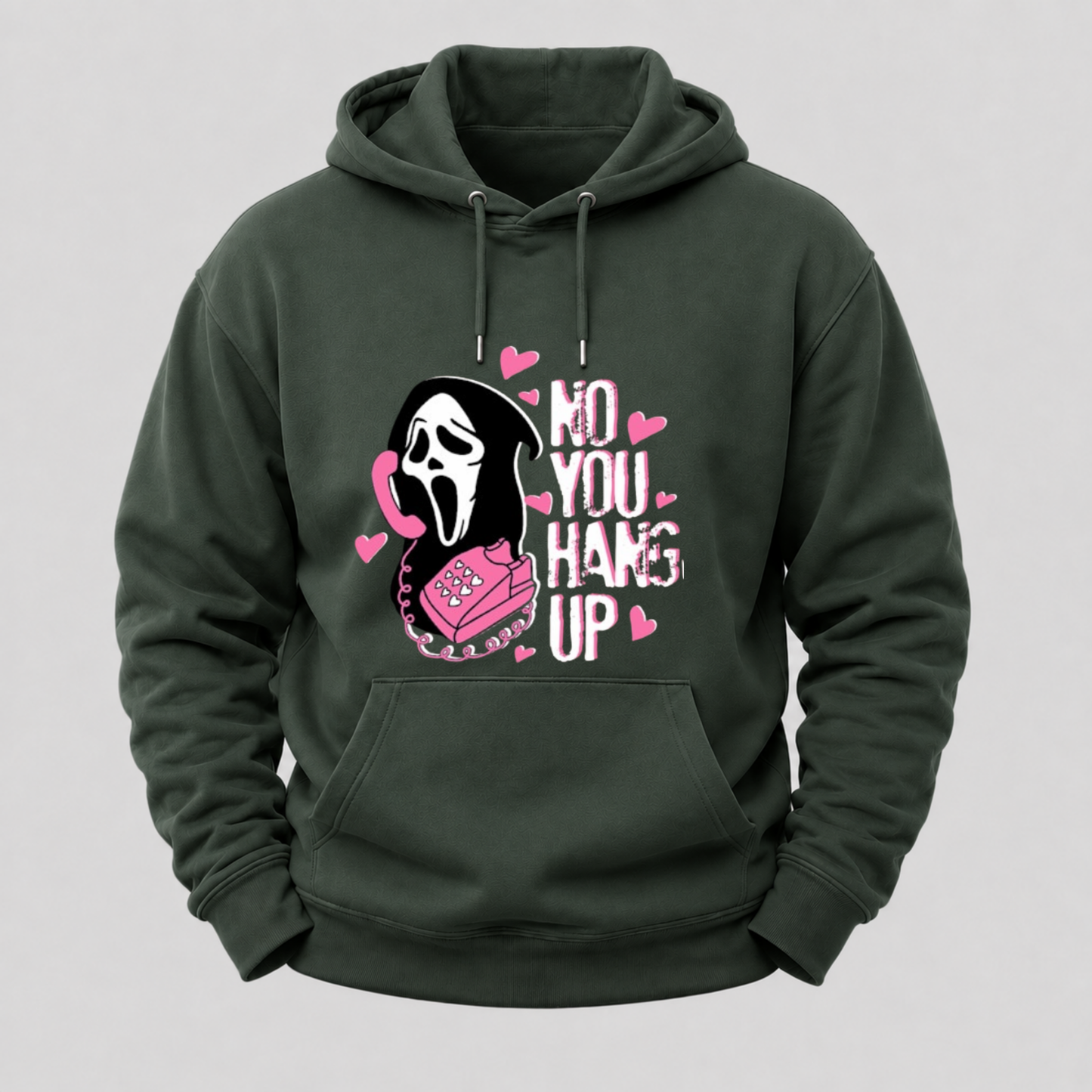 No You Hang Up Funny Ghost Calling Horror Halloween Pink Halloween Hoodie