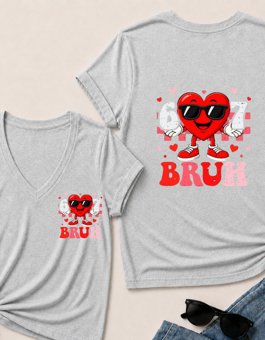 Six Seven 67 Bruh 6 7 Meme Funny Valentine Heart Boys Kids T Shirt