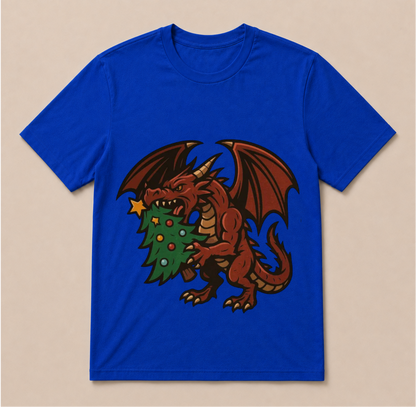 Christmas dragon with tree t-shirt