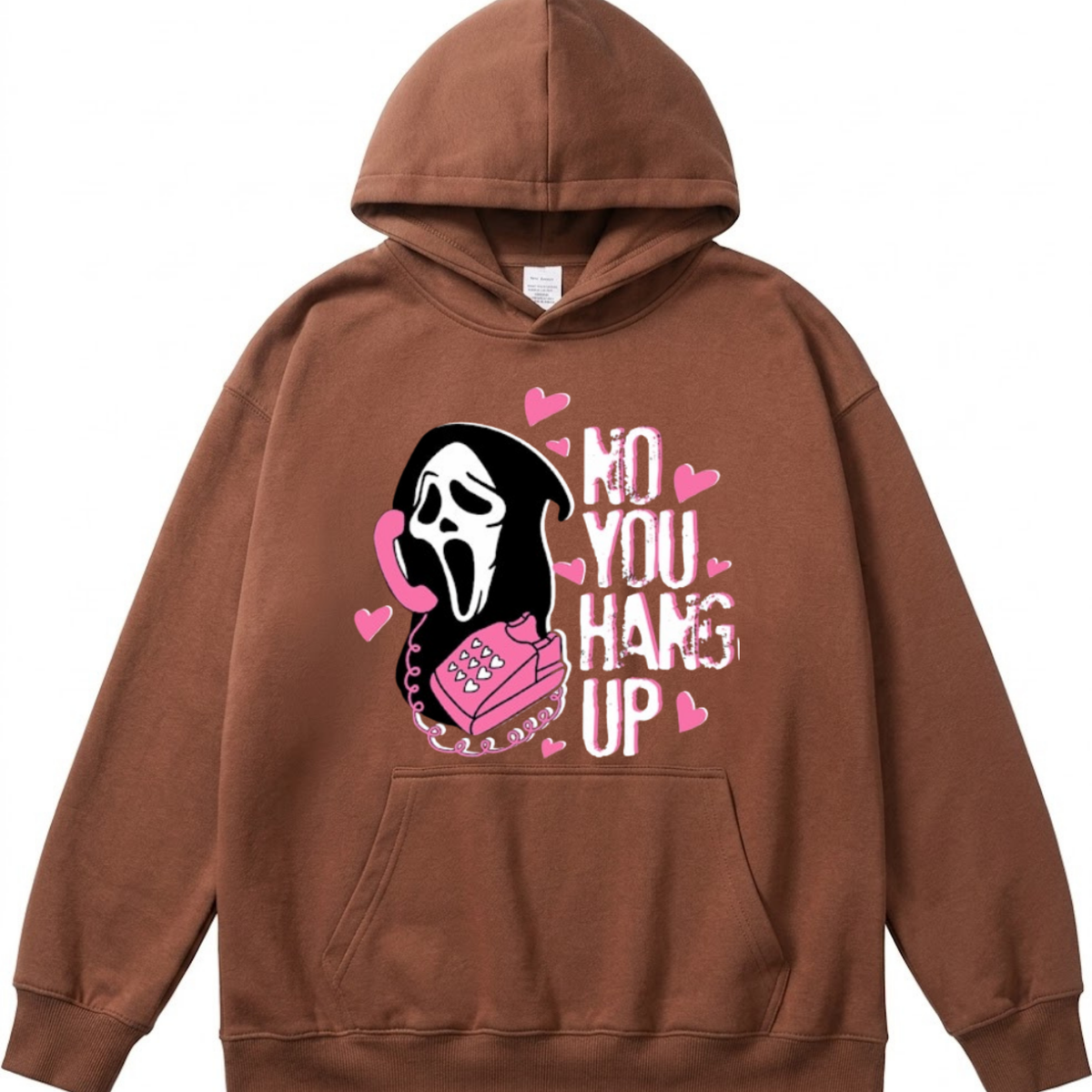 No You Hang Up Funny Ghost Calling Horror Halloween Pink Halloween Hoodie