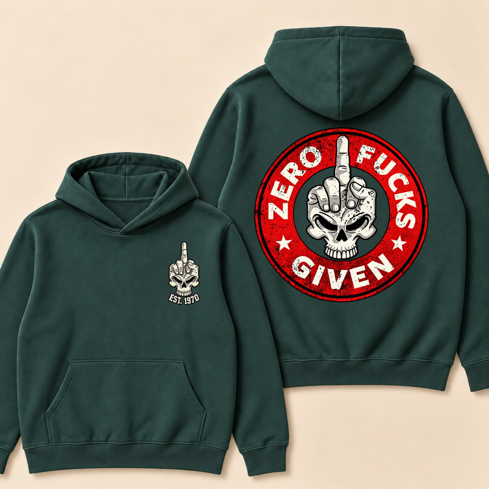 Zero Fucks Given Print Hoodie-Custom EST. Year
