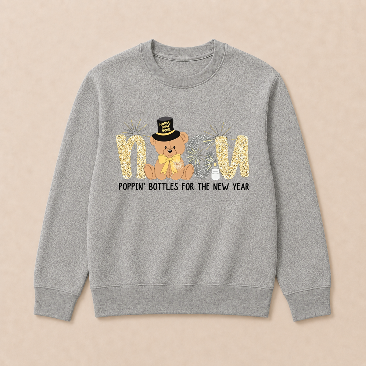 Cute New Year Teddy Bear  Crewneck Sweatshirt