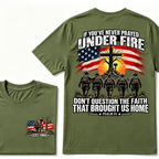 Custom EST.Year Prayed Under Fire Psalm 91 Veteran Double Print T-Shirt