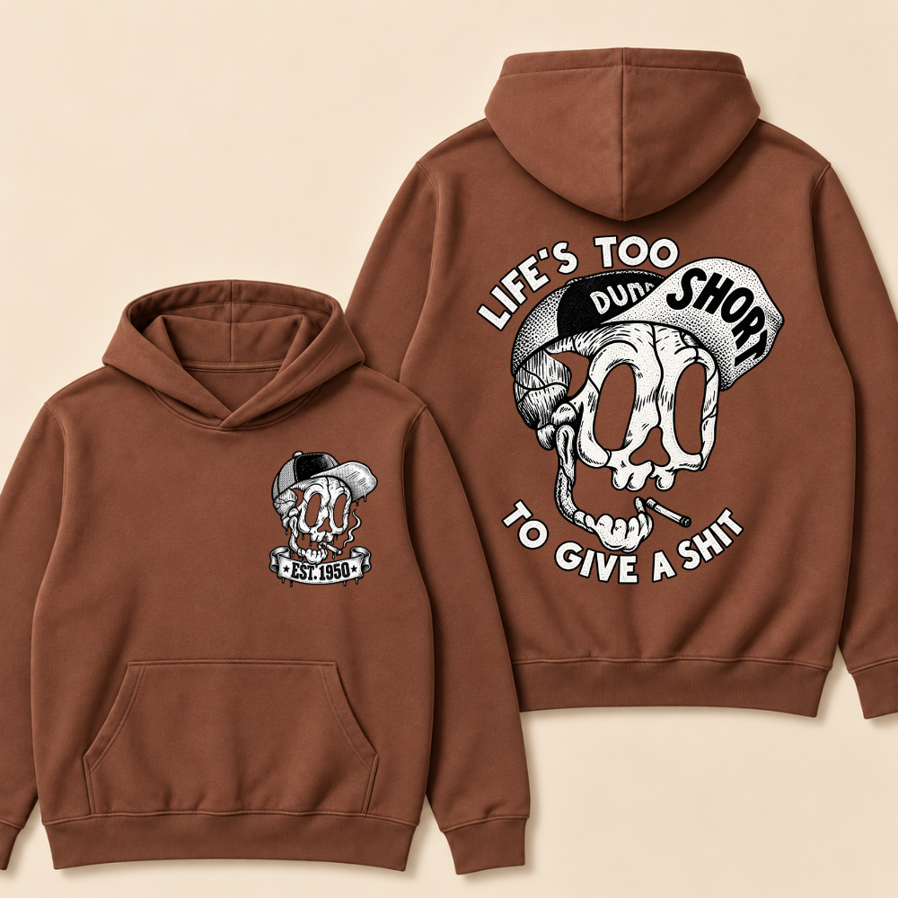 Custom EST. Year-Life’s Too Short To Give A Shit Funny Skull Print Hoodie