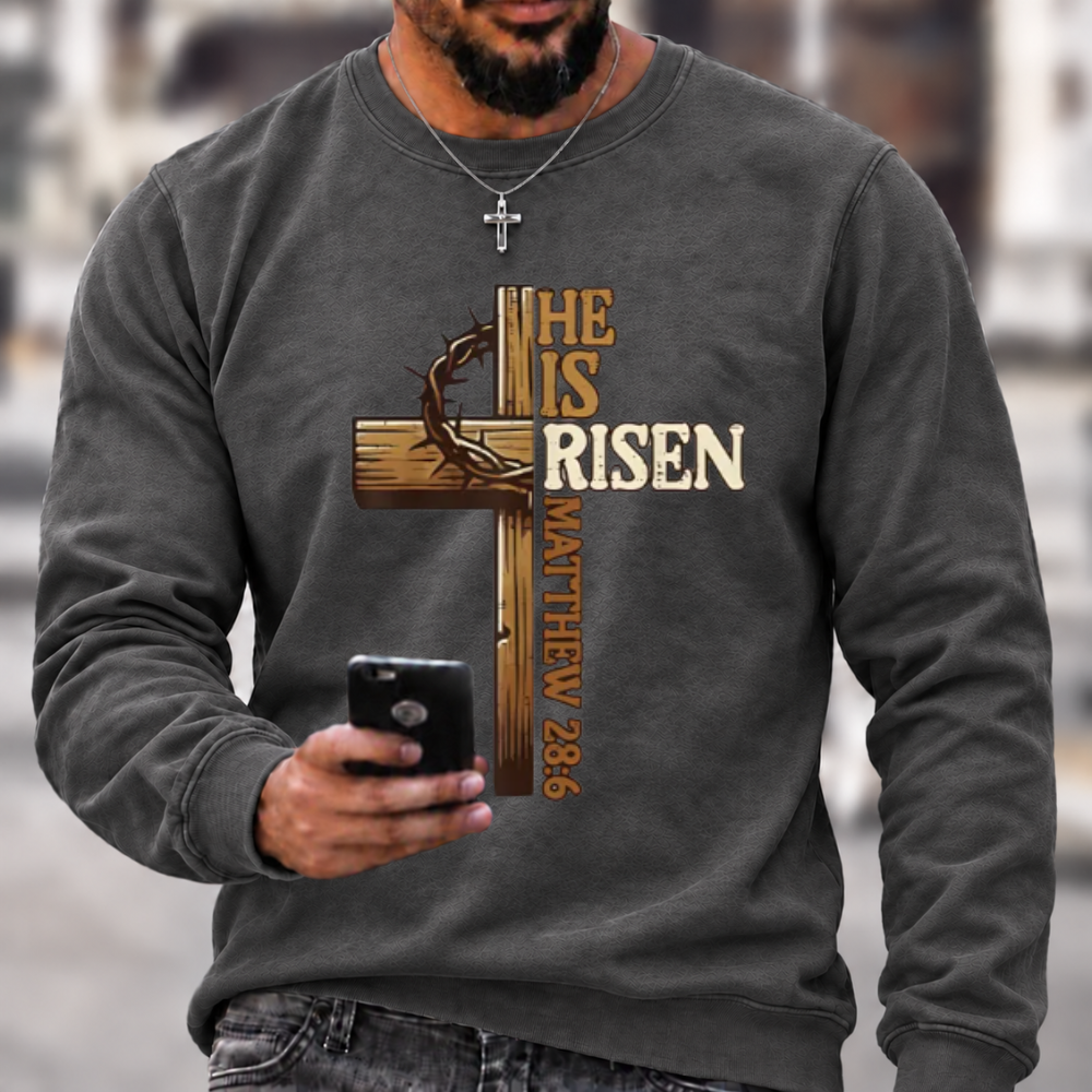 He Is Risen Cross Christian Graphic Sweatshirt