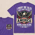 Custom Birth Year American Eagle Tee | Retro USA Banner Shield Patriotic Slogan Double Sided Print Graphic T-Shirt
