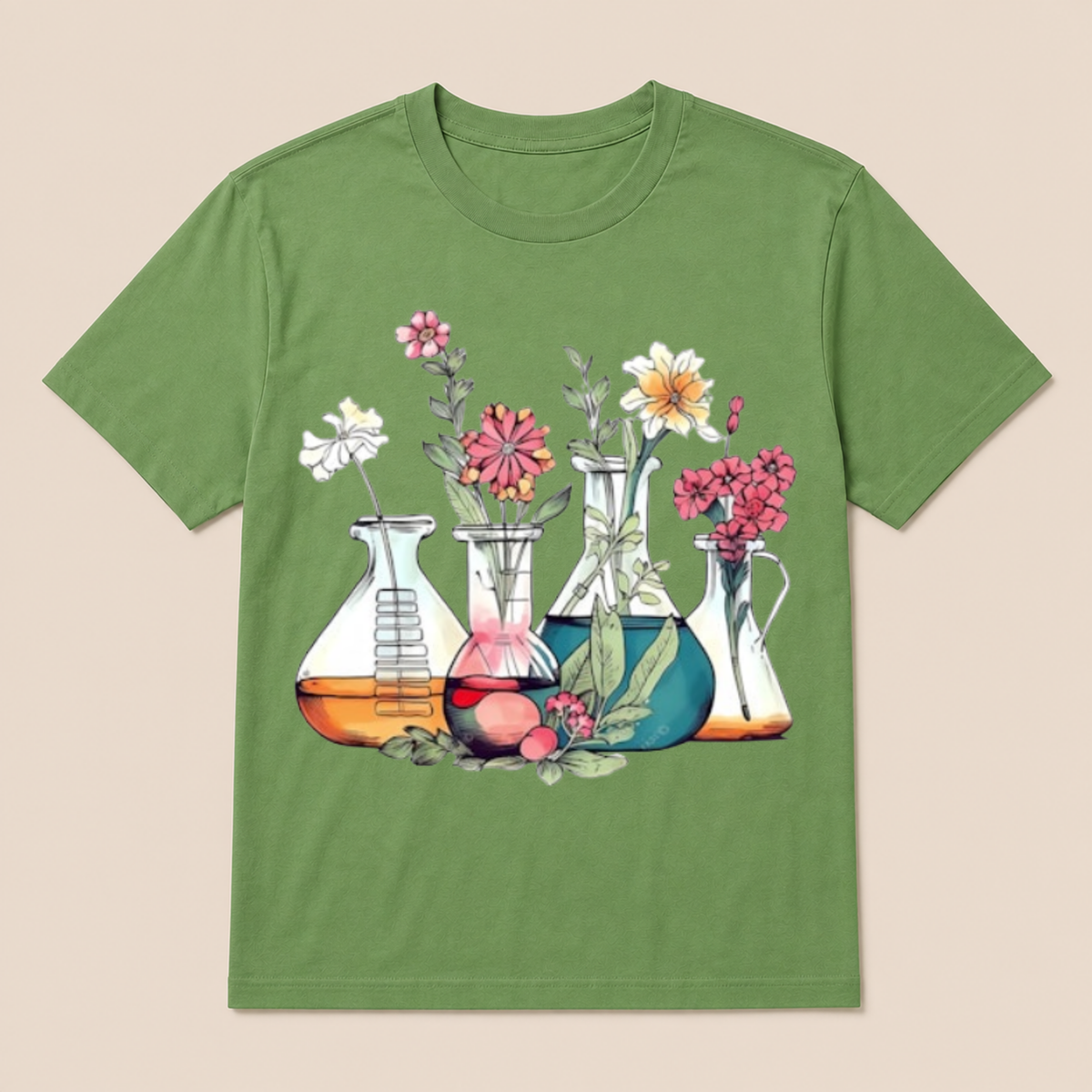 Laboratory Floral Beakers Chemistry Lab Scientist Best Gift For Science Lover Science T Shirt