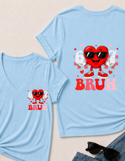 Six Seven 67 Bruh 6 7 Meme Funny Valentine Heart Boys Kids T Shirt