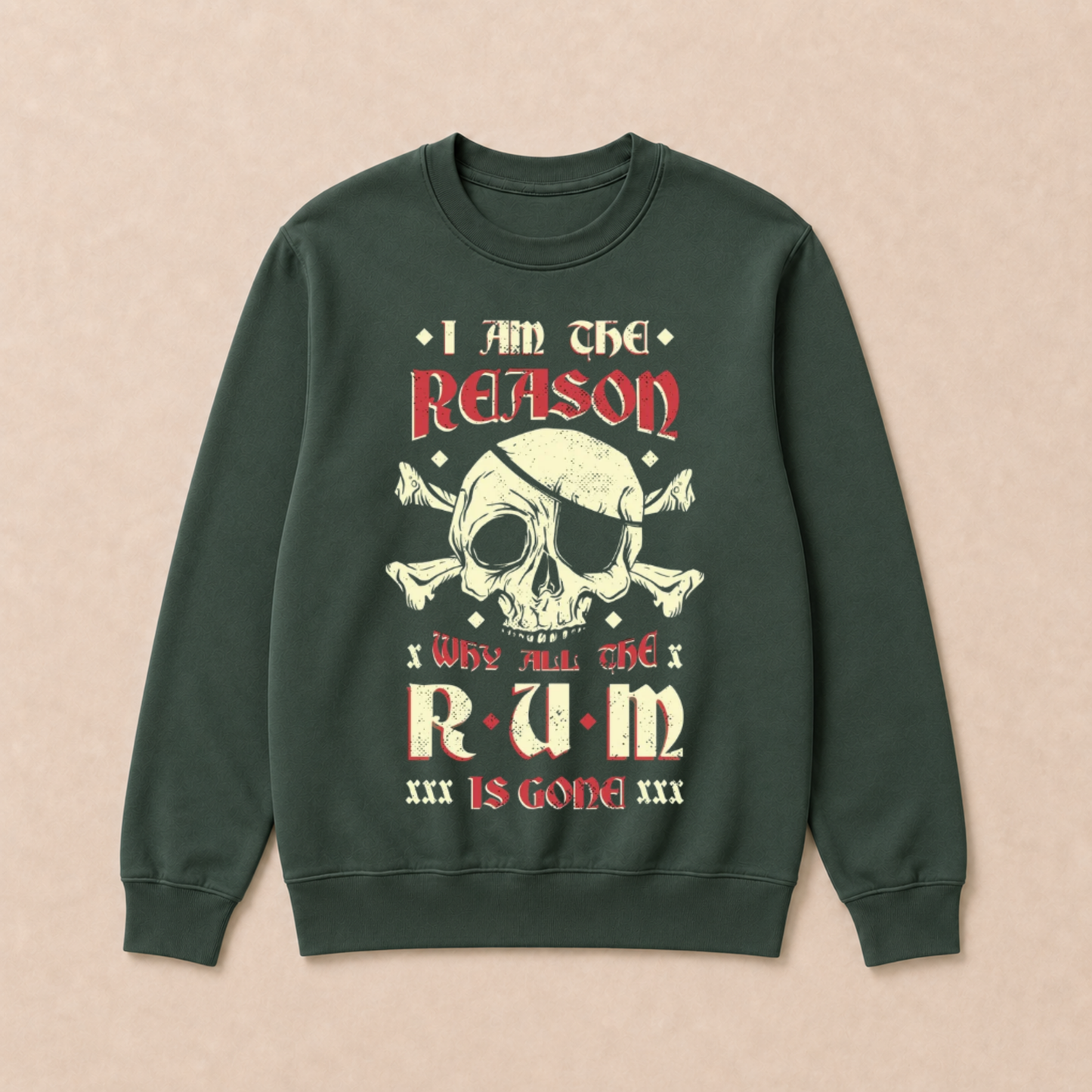 I Am the Reason Why All the Rum Is Gone Pirate Skull Funny Vintage Crewneck Sweatshirt
