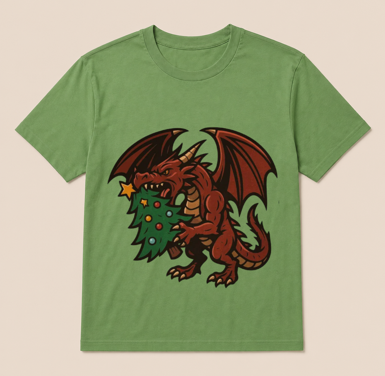 Christmas dragon with tree t-shirt