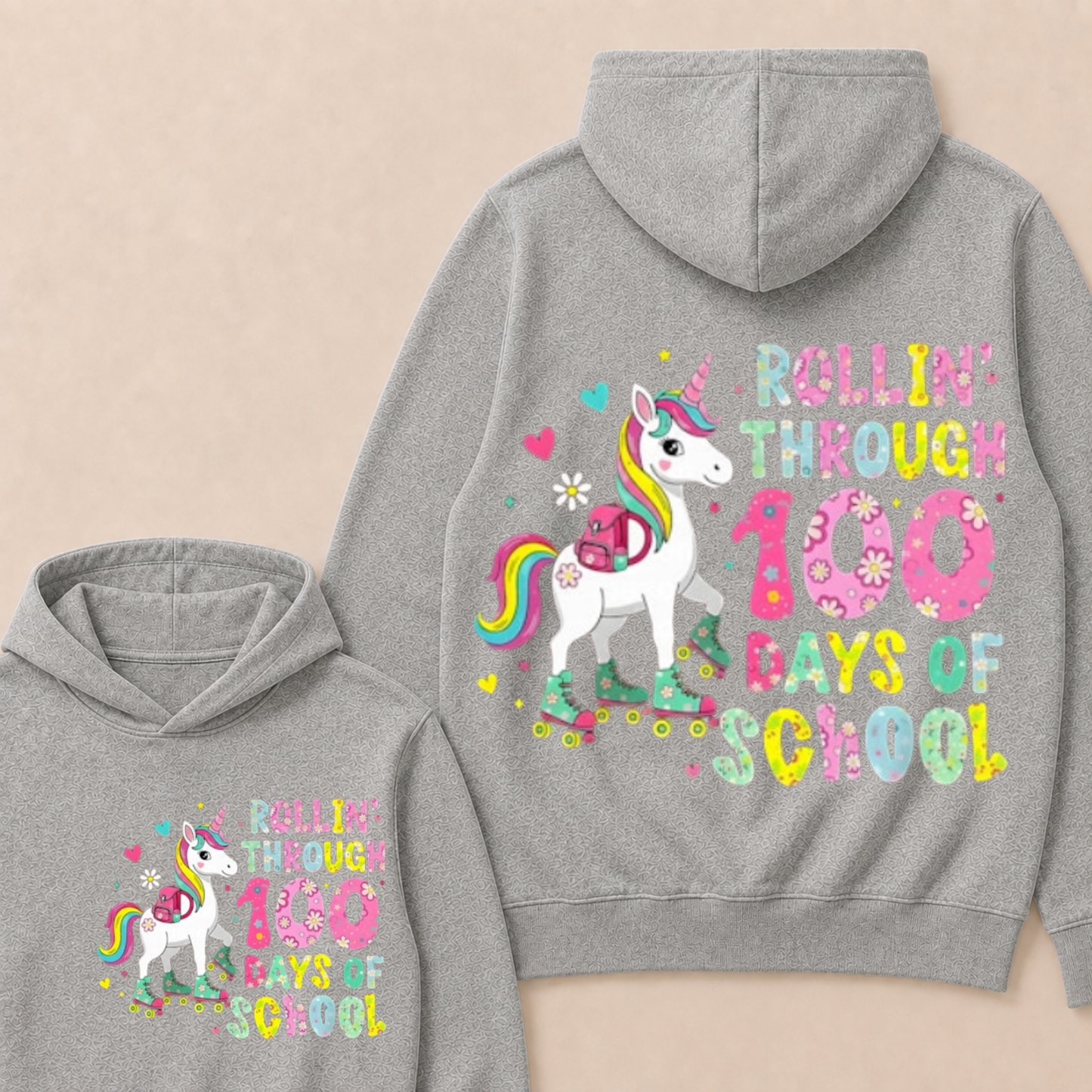 100 Days of School Unicorn 100th Day Smarter Girls Teacher Hoodie