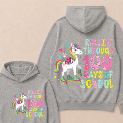 100 Days of School Unicorn 100th Day Smarter Girls Teacher Hoodie