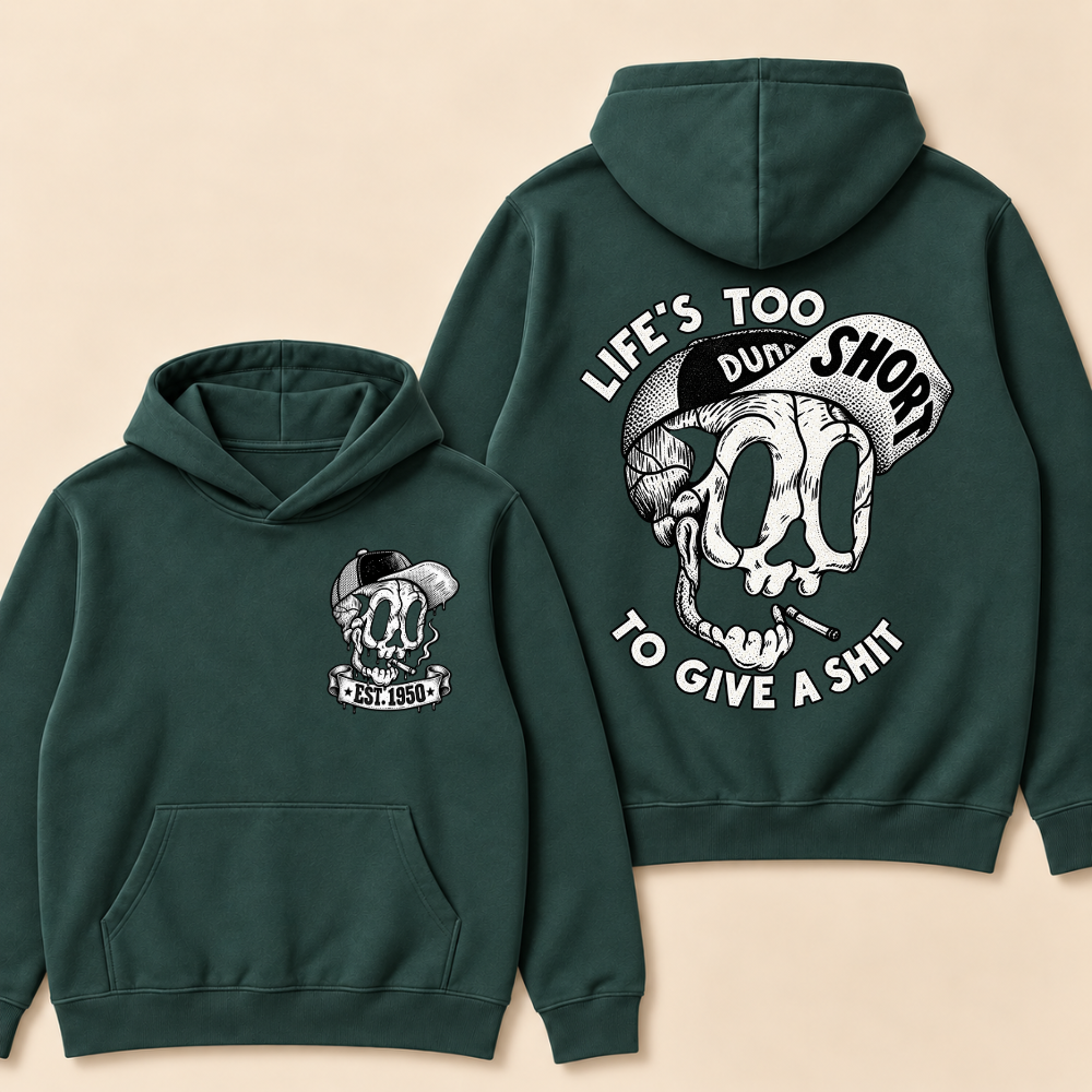 Custom EST. Year-Life’s Too Short To Give A Shit Funny Skull Print Hoodie