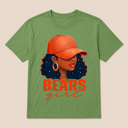 Vintage Bear Girl Black Women Sports Lover T Shirt