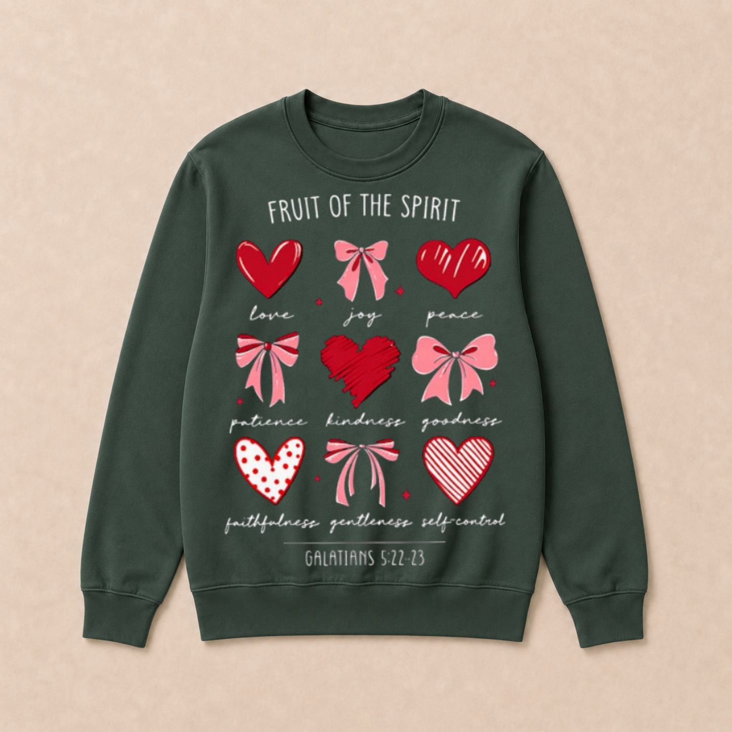Fruit of The Spirit Christian Hearts Galatians 522 23 Crewneck Sweatshirt