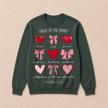 Fruit of The Spirit Christian Hearts Galatians 522 23 Crewneck Sweatshirt