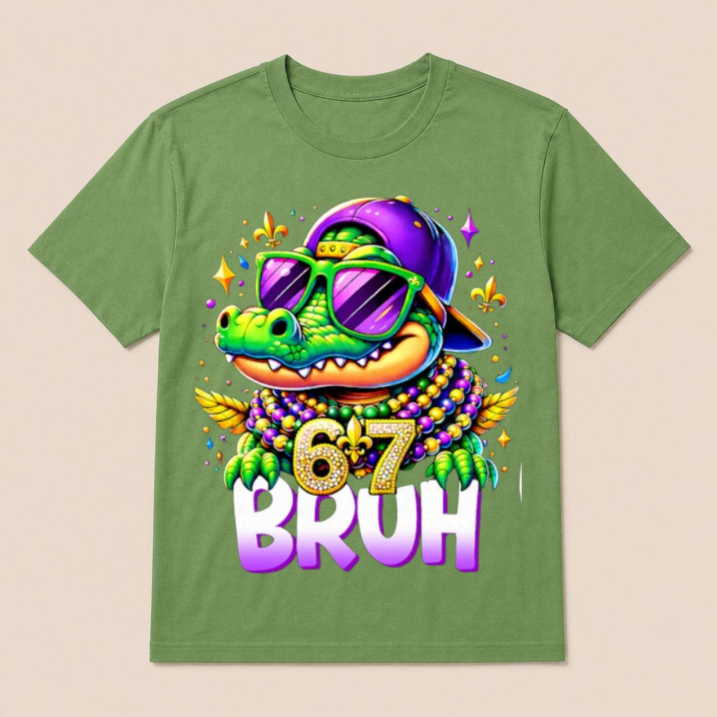 67 Mardi Gras Alligator Mardigator Six Seven Bruh Boys 6 7 T Shirt