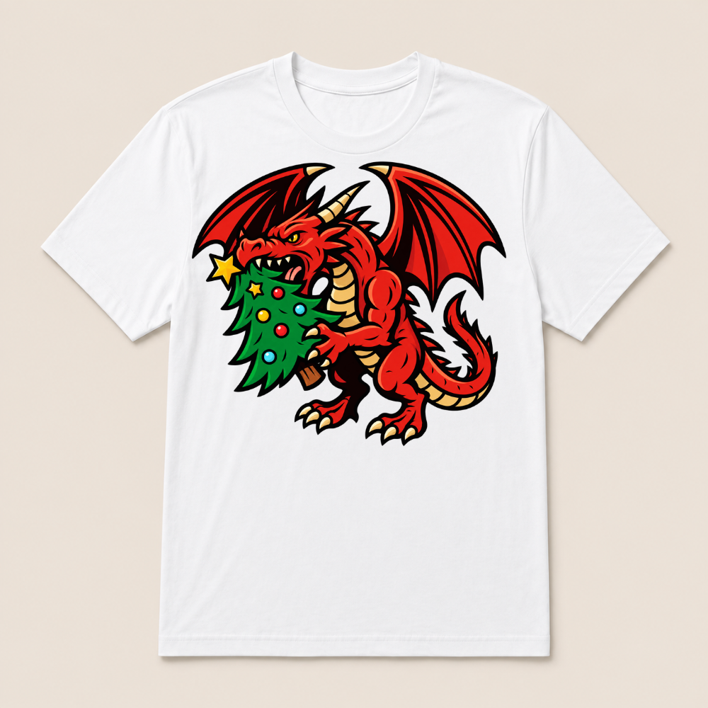 Christmas dragon with tree t-shirt