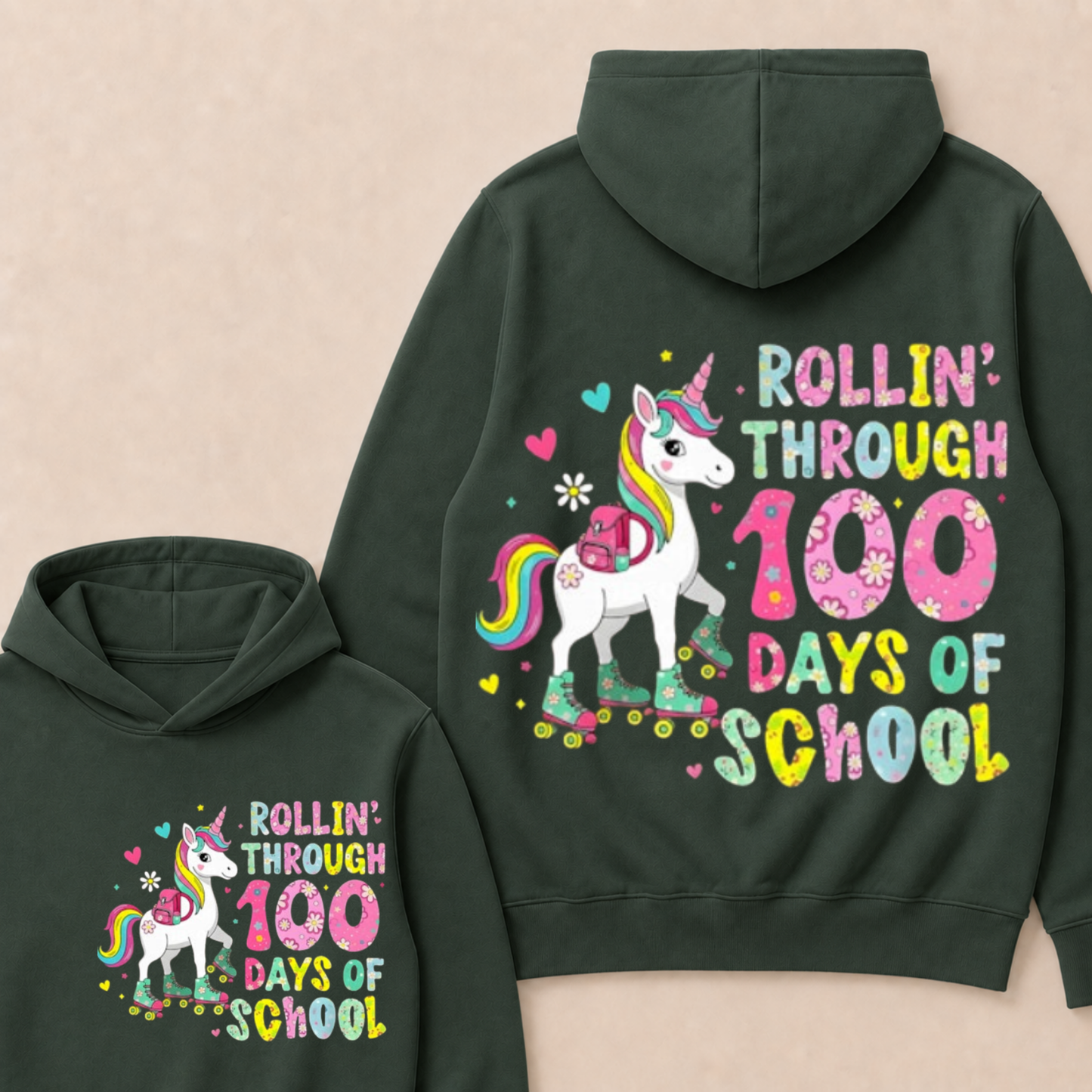 100 Days of School Unicorn 100th Day Smarter Girls Teacher Hoodie