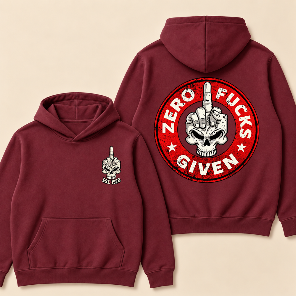 Zero Fucks Given Print Hoodie-Custom EST. Year