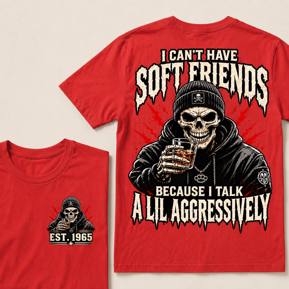 Custom Year Funny Skull Drinking Tee | Beanie Hoodie Skull Whiskey Glass Aggressive Slogan Double Sided Print Mens Graphic T-Shirt