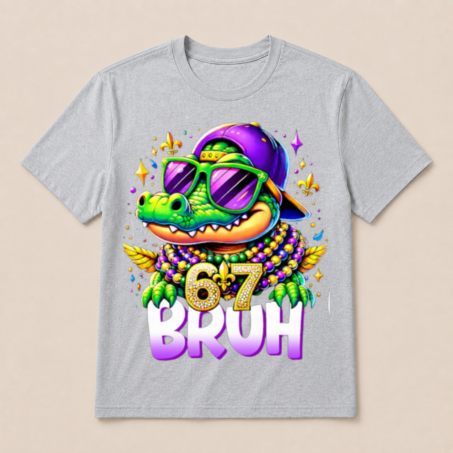 67 Mardi Gras Alligator Mardigator Six Seven Bruh Boys 6 7 T Shirt