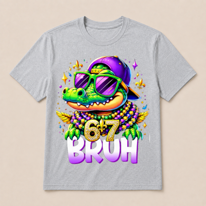 67 Mardi Gras Alligator Mardigator Six Seven Bruh Boys 6 7 T Shirt