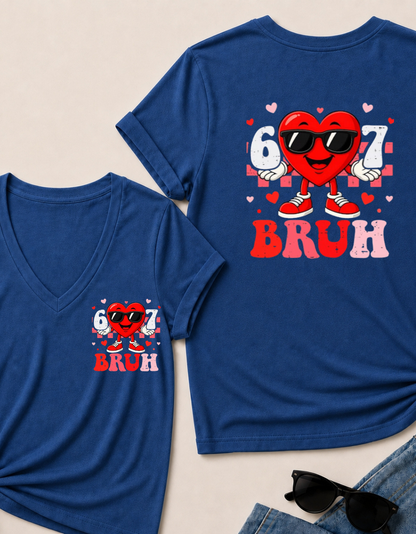 Six Seven 67 Bruh 6 7 Meme Funny Valentine Heart Boys Kids T Shirt