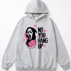 No You Hang Up Funny Ghost Calling Horror Halloween Pink Halloween Hoodie
