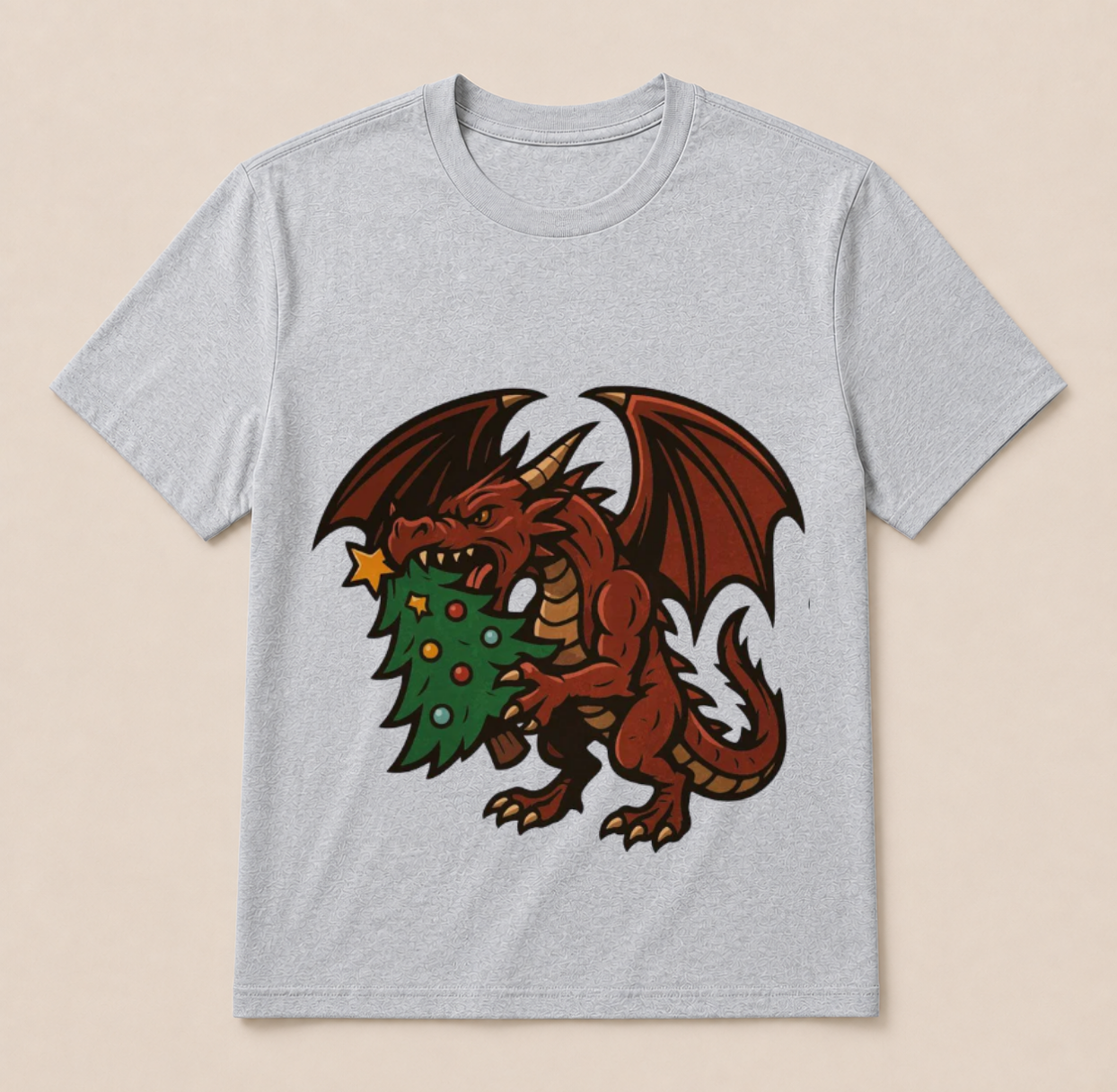Christmas dragon with tree t-shirt